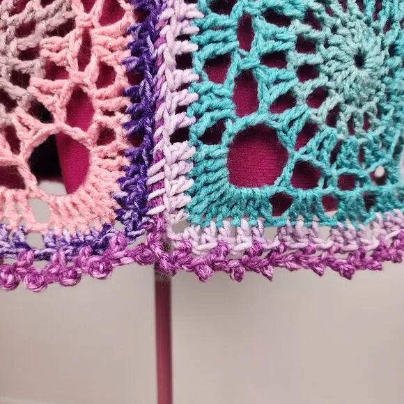 New Handmade Boho Crochet Granny Square Top - Vibrant Patchwork Festival Blouse - Picture 12 of 16